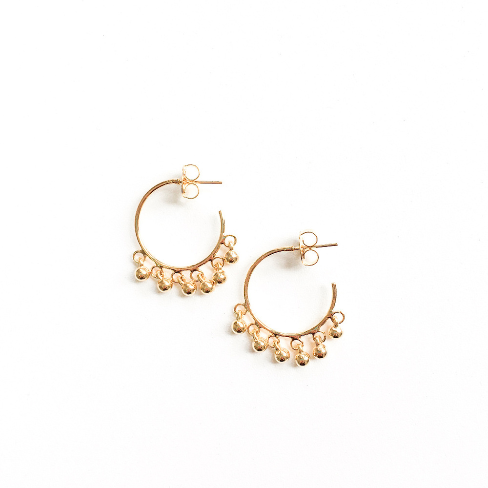 18K Gold Plated Hoop Earings w/ Spheres